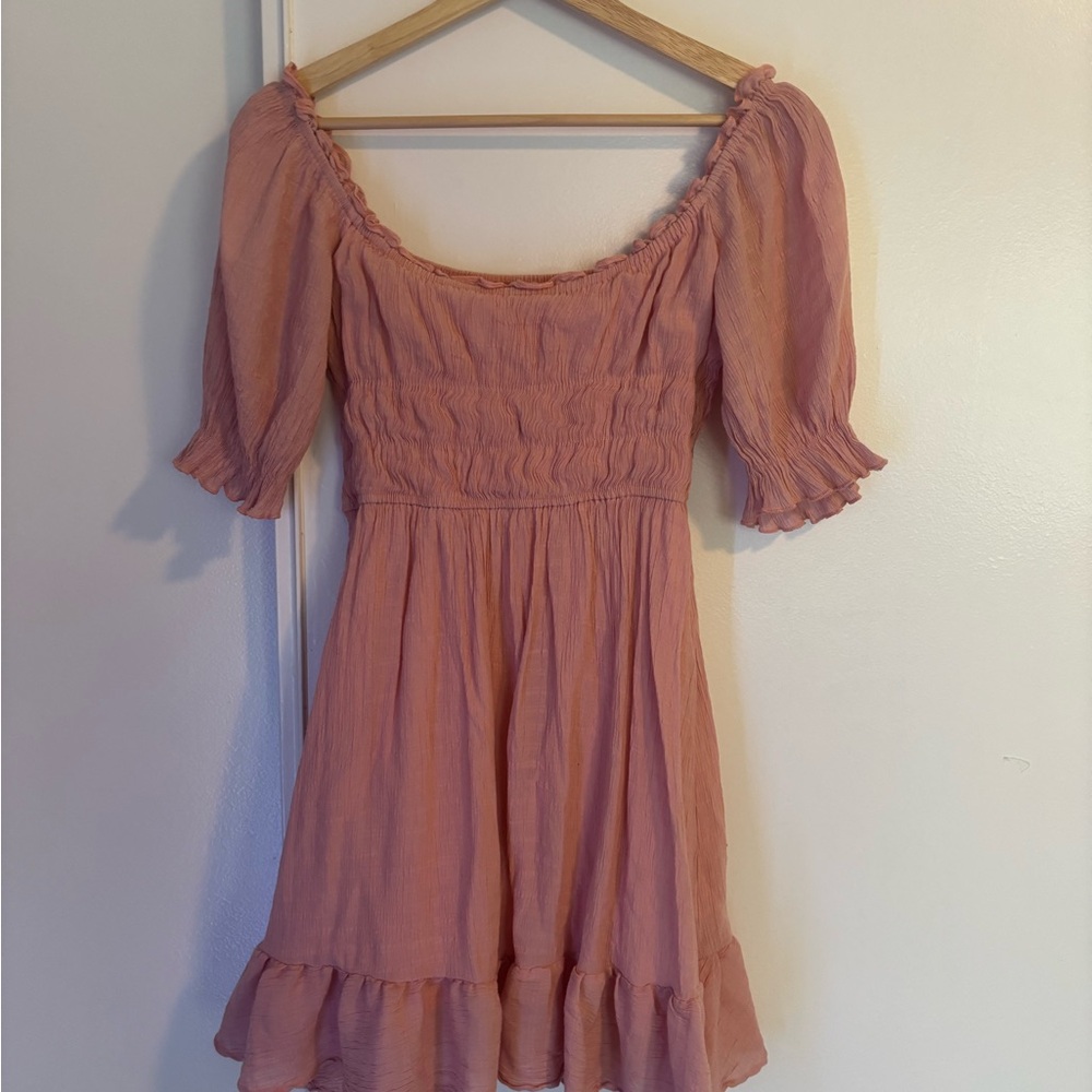 Women's Dusty Rose Smocked Puff-Sleeve Dress